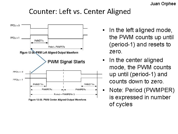 Juan Orphee Counter: Left vs. Center Aligned PWM Signal Starts • In the left