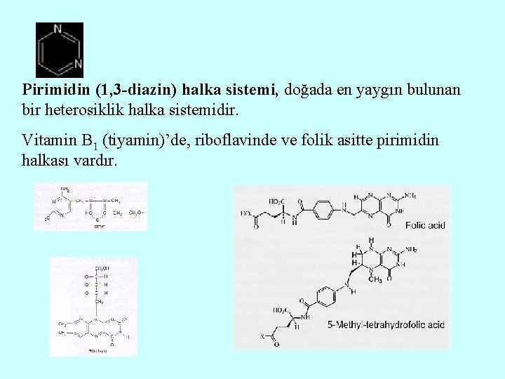 Pirimidin (1, 3 -diazin) halka sistemi, doğada en yaygın bulunan bir heterosiklik halka sistemidir.