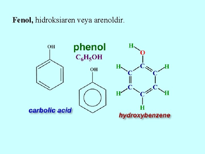 Fenol, hidroksiaren veya arenoldir. 