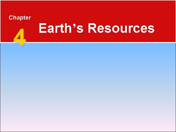 Chapter 4 Earth’s Resources 