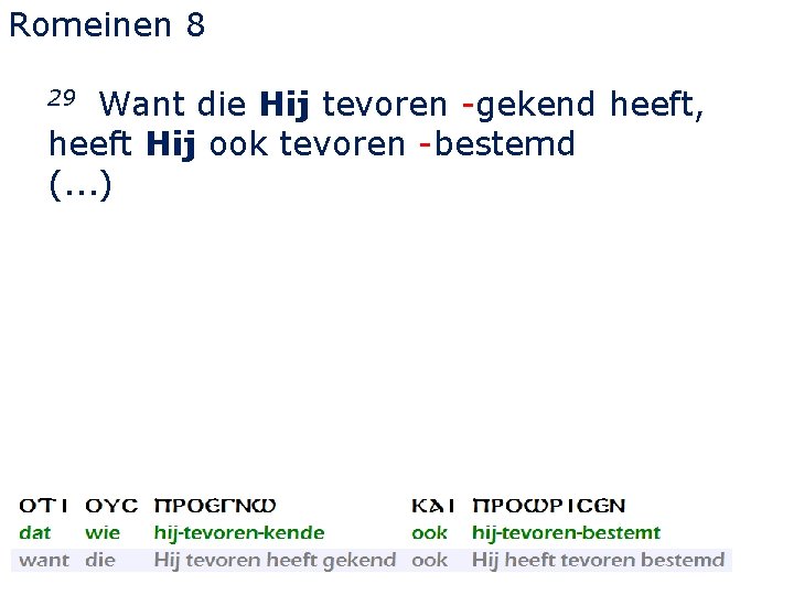 Romeinen 8 Want die Hij tevoren -gekend heeft, heeft Hij ook tevoren -bestemd (.