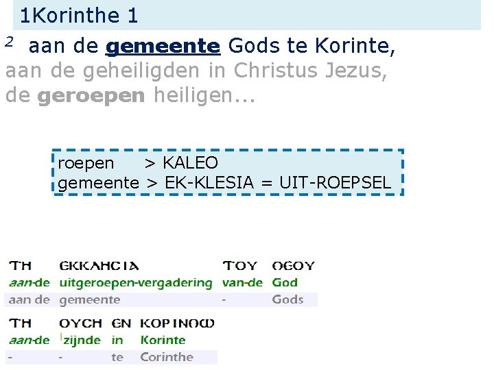 1 Korinthe 1 2 aan de gemeente Gods te Korinte, aan de geheiligden in