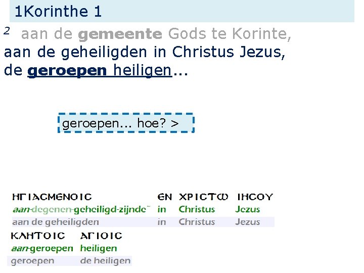 1 Korinthe 1 2 aan de gemeente Gods te Korinte, aan de geheiligden in