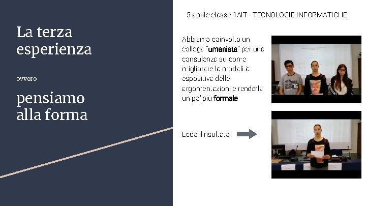 5 aprile classe 1 AIT - TECNOLOGIE INFORMATICHE La terza esperienza ovvero pensiamo alla