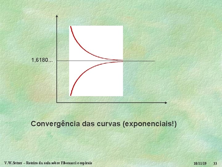 1, 6180. . . Convergência das curvas (exponenciais!) V. W. Setzer – Roteiro da