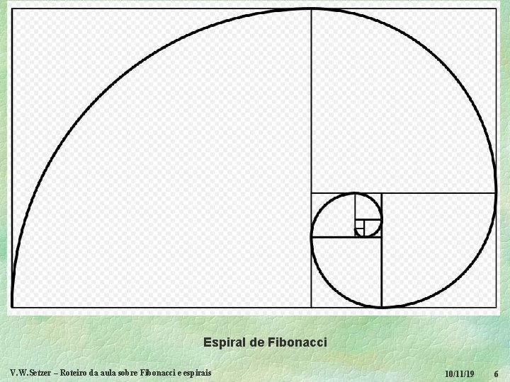 Espiral de Fibonacci V. W. Setzer – Roteiro da aula sobre Fibonacci e espirais