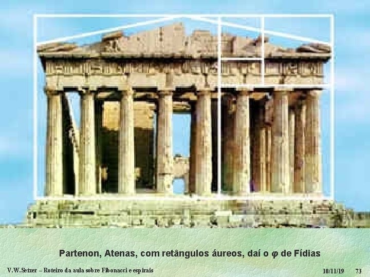 Partenon, Atenas, com retângulos áureos, daí o φ de Fídias V. W. Setzer –