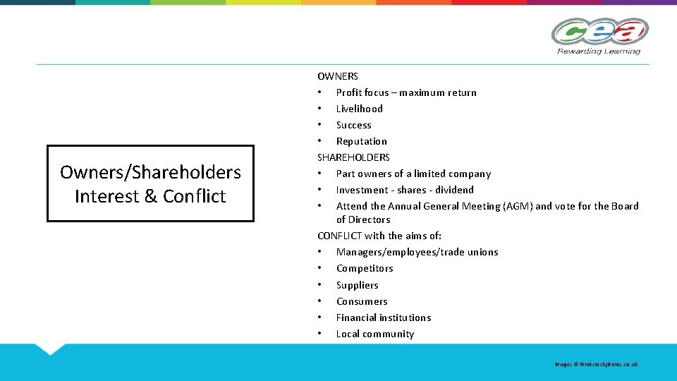 Owners/Shareholders Interest & Conflict OWNERS • Profit focus – maximum return • Livelihood •
