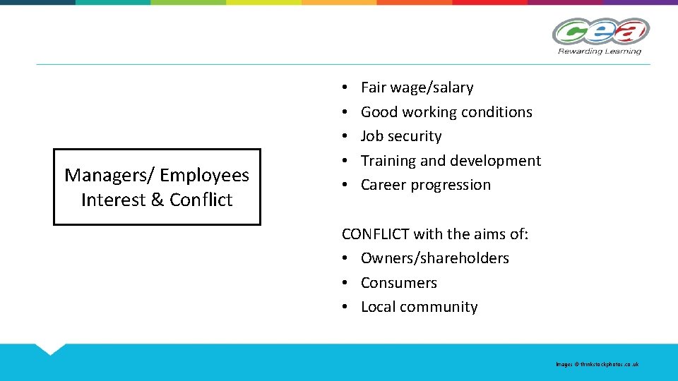 Managers/ Employees Interest & Conflict • • • Fair wage/salary Good working conditions Job