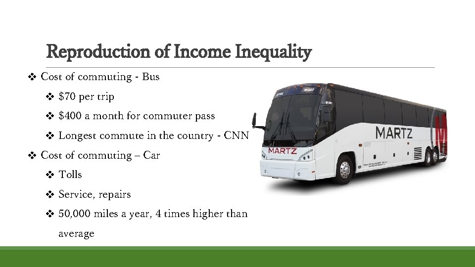 Reproduction of Income Inequality v Cost of commuting - Bus v $70 per trip