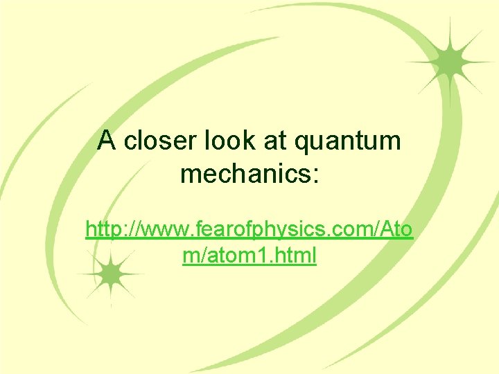 A closer look at quantum mechanics: http: //www. fearofphysics. com/Ato m/atom 1. html 