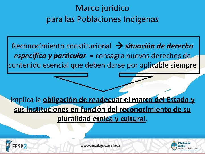 Marco jurídico para las Poblaciones Indígenas Reconocimiento constitucional situación de derecho específico y particular