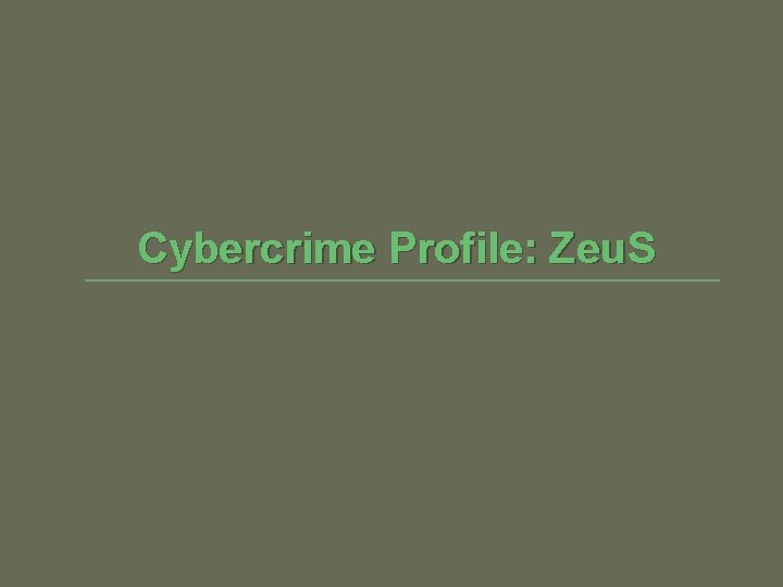 Cybercrime Profile: Zeu. S 