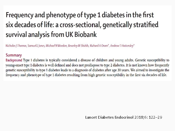Lancet Diabetes Endocrinol 2018; 6: 122– 29 