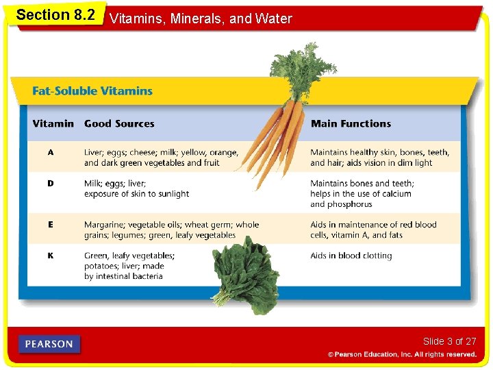 Section 8. 2 Vitamins, Minerals, and Water Slide 3 of 27 