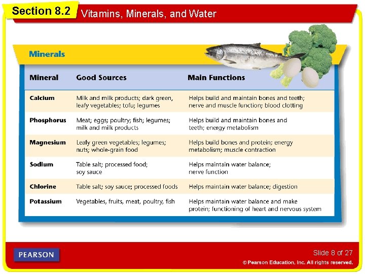 Section 8. 2 Vitamins, Minerals, and Water Slide 8 of 27 