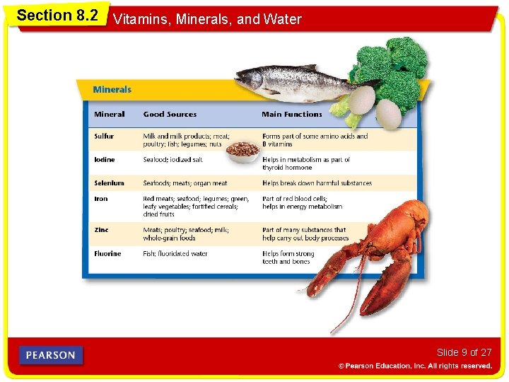Section 8. 2 Vitamins, Minerals, and Water Slide 9 of 27 