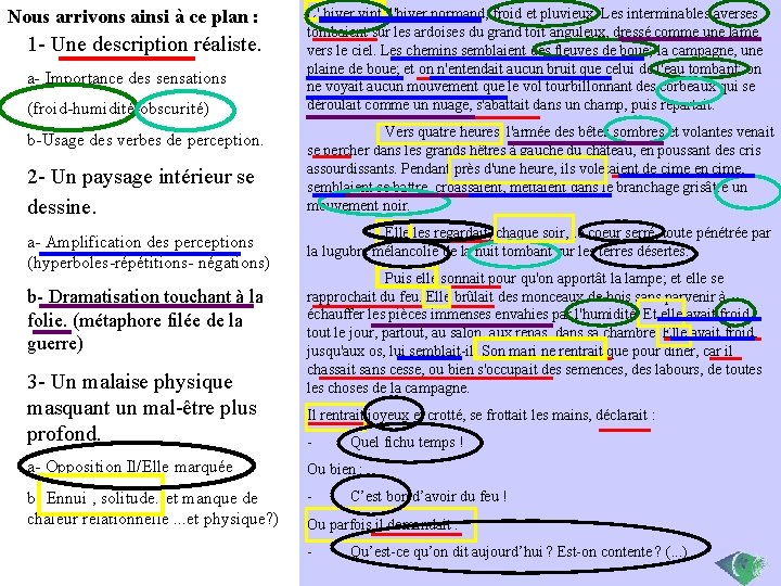 Nous arrivons ainsi à ce plan : 1 - Une description réaliste. a- Importance