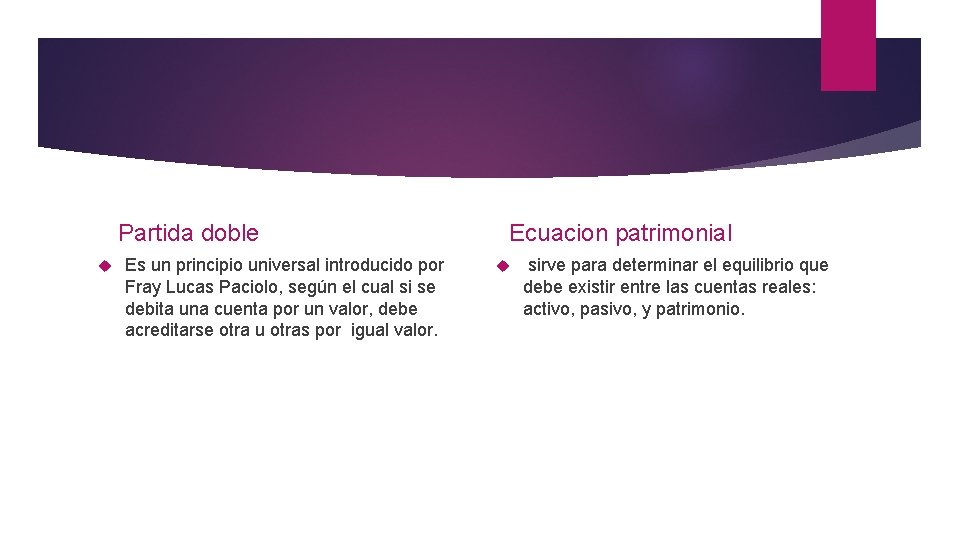 Partida doble Es un principio universal introducido por Fray Lucas Paciolo, según el cual