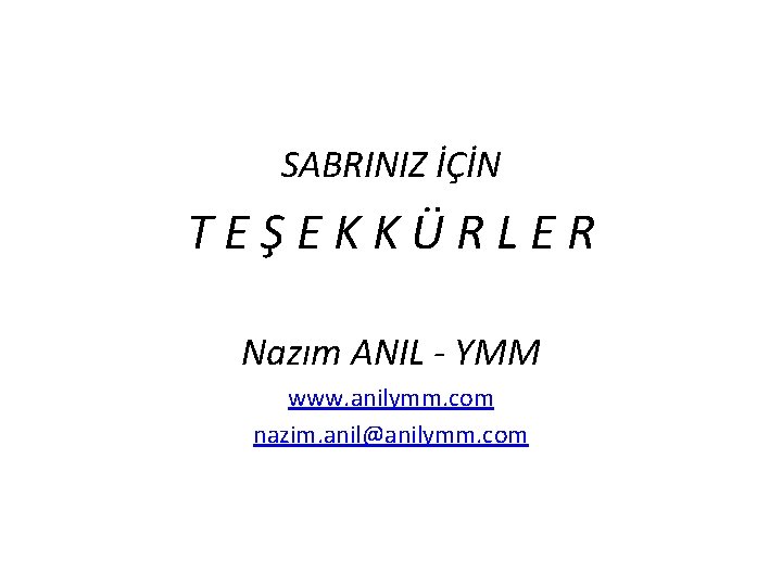 SABRINIZ İÇİN T E Ş E K K Ü R L E R Nazım