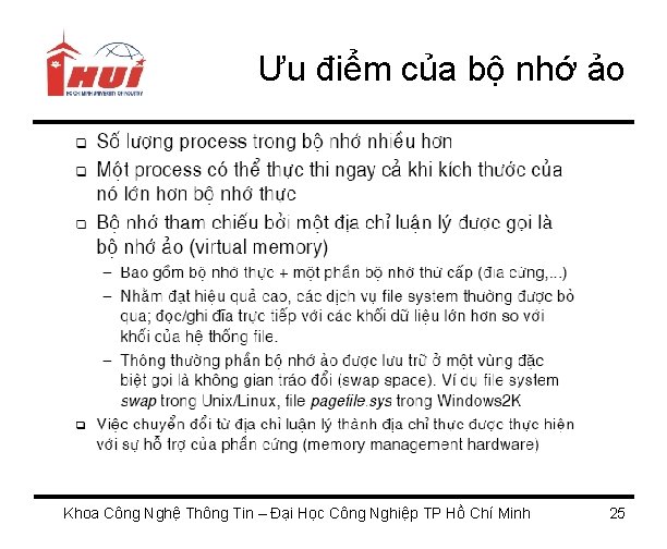 Ưu điểm của bộ nhớ ảo Khoa Công Nghệ Thông Tin – Đại Học