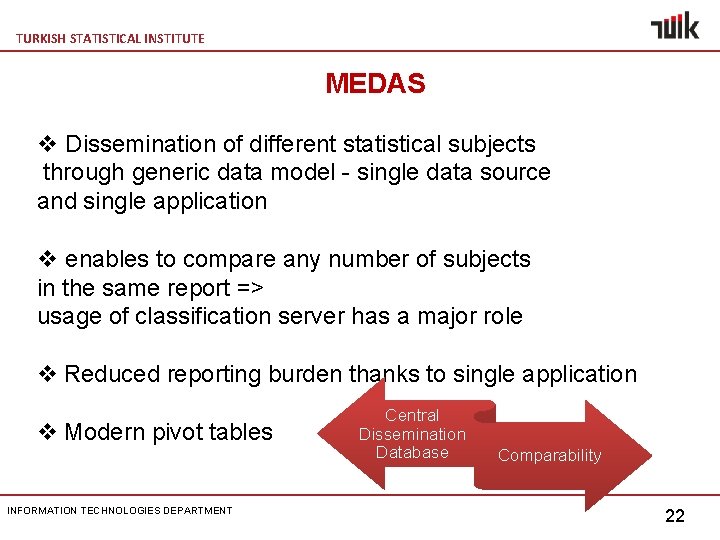 TURKISH STATISTICAL INSTITUTE MEDAS v Dissemination of different statistical subjects through generic data model