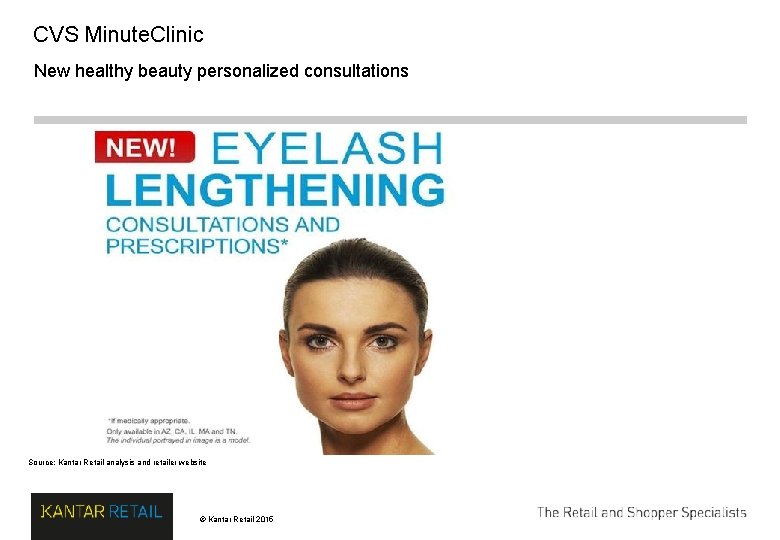 CVS Minute. Clinic New healthy beauty personalized consultations Source: Kantar Retail analysis and retailer