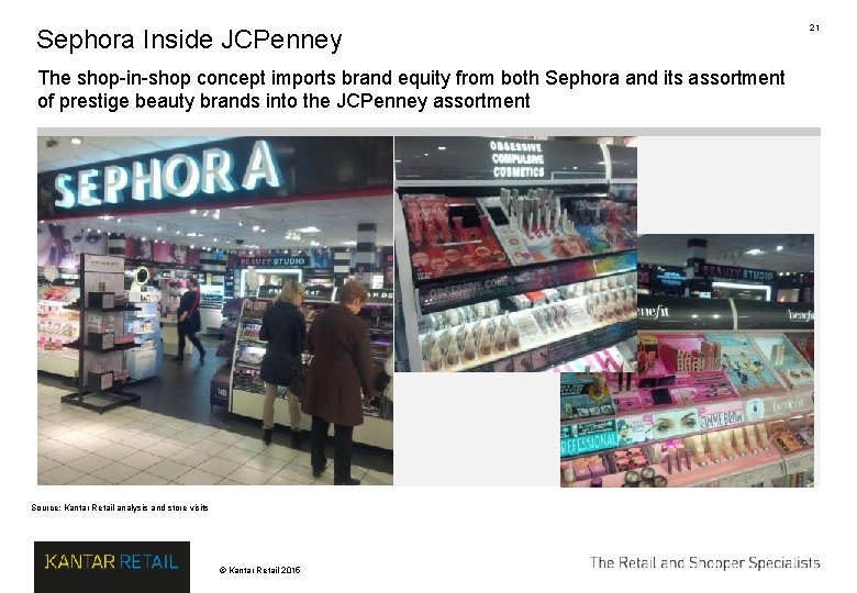 Sephora Inside JCPenney The shop-in-shop concept imports brand equity from both Sephora and its