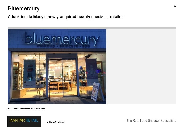 30 Bluemercury A look inside Macy’s newly-acquired beauty specialist retailer Source: Kantar Retail analysis