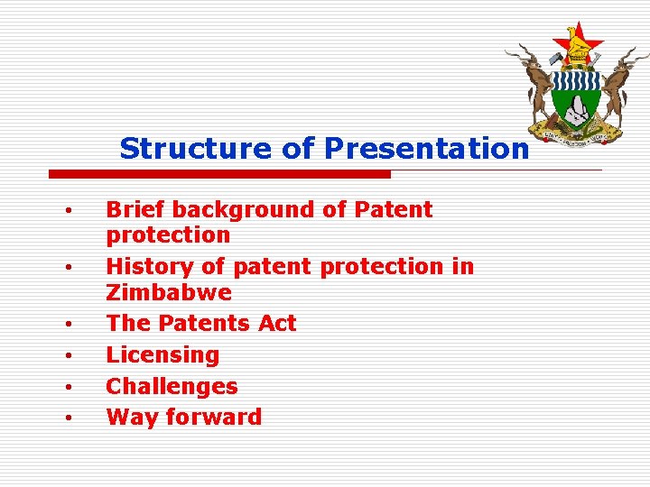 Structure of Presentation • • • Brief background of Patent protection History of patent