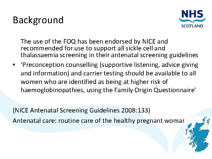 Background The use of the FOQ has been endorsed by NICE and recommended for
