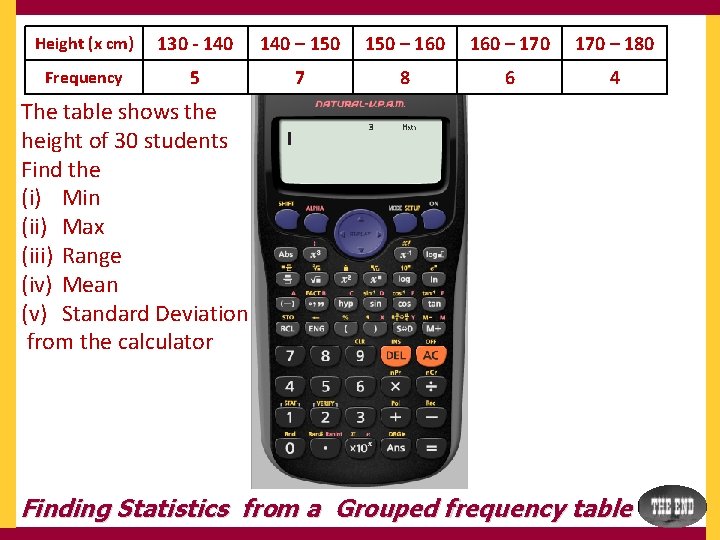 Height (x cm) 130 - 140 – 150 – 160 – 170 – 180
