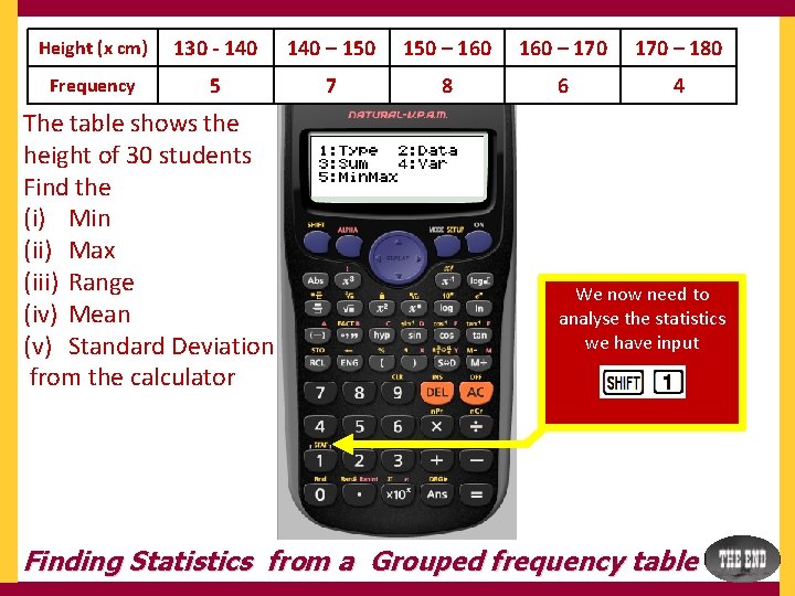 Height (x cm) 130 - 140 – 150 – 160 – 170 – 180