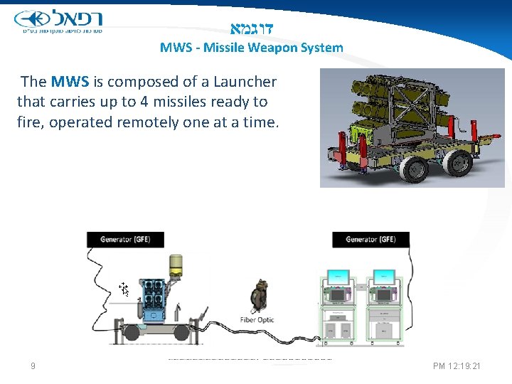  דוגמא MWS - Missile Weapon System The MWS is composed of a Launcher