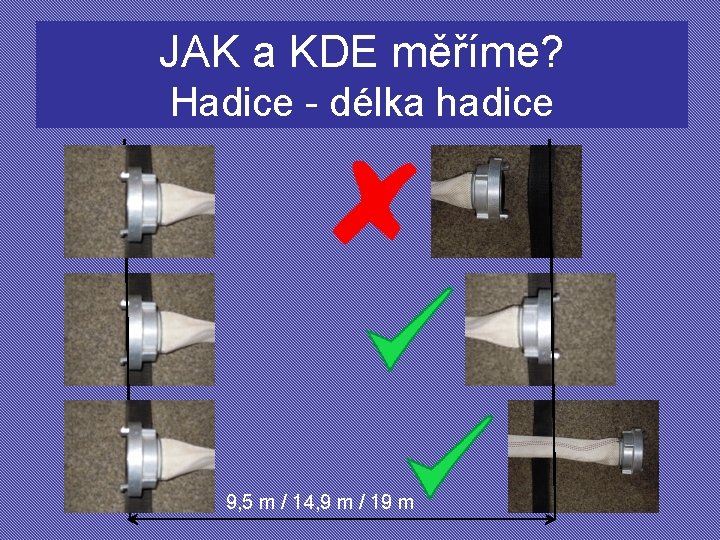 JAK a KDE měříme? Hadice - délka hadice 9, 5 m / 14, 9