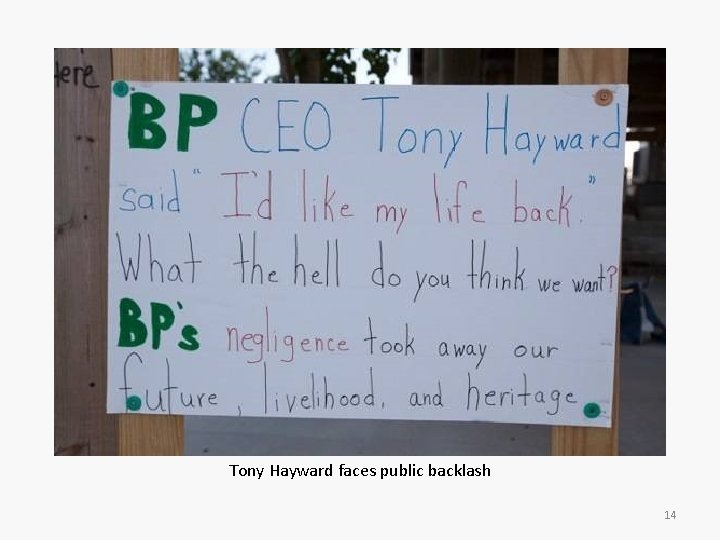 Tony Hayward faces public backlash 14 