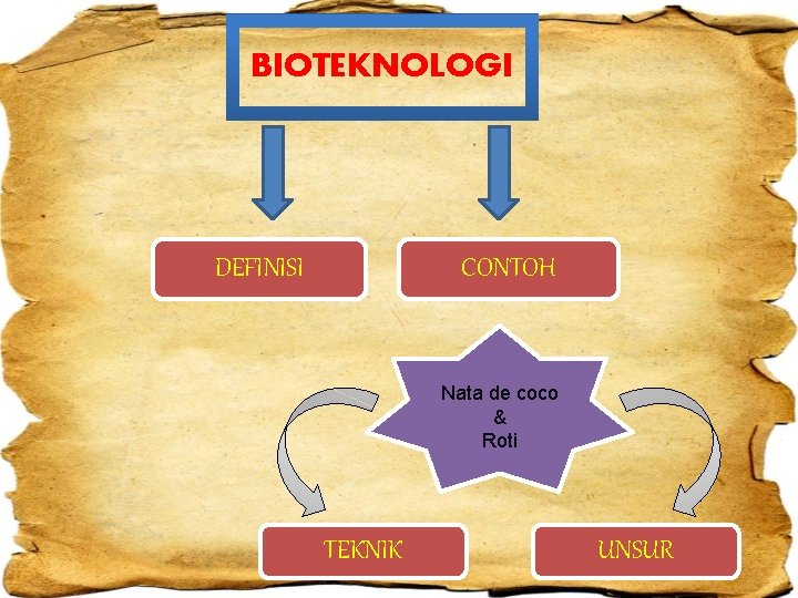 BIOTEKNOLOGI DEFINISI CONTOH Nata de coco & Roti TEKNIK UNSUR 