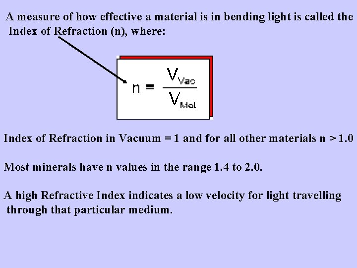 A measure of how effective a material is in bending light is called the