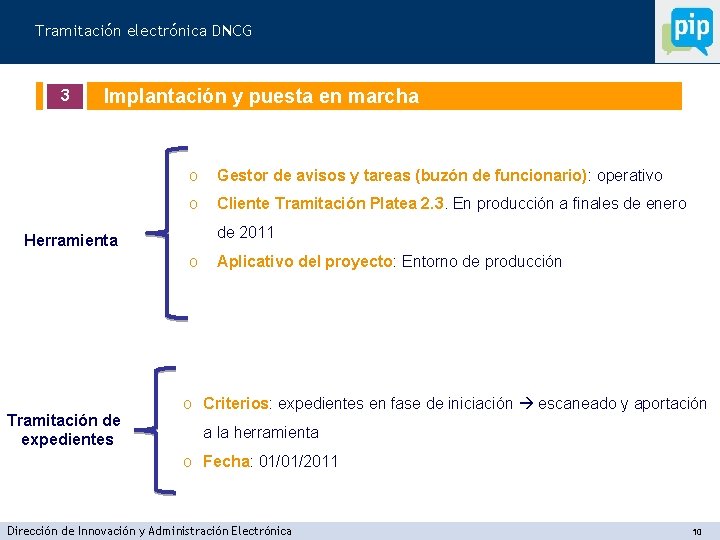 Tramitación electrónica DNCG 3 Implantación y puesta en marcha o Gestor de avisos y