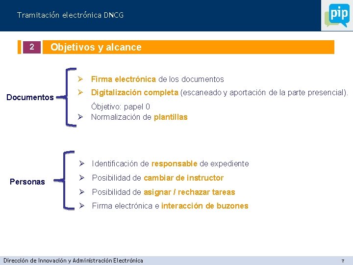 Tramitación electrónica DNCG 2 Objetivos y alcance Ø Firma electrónica de los documentos Documentos