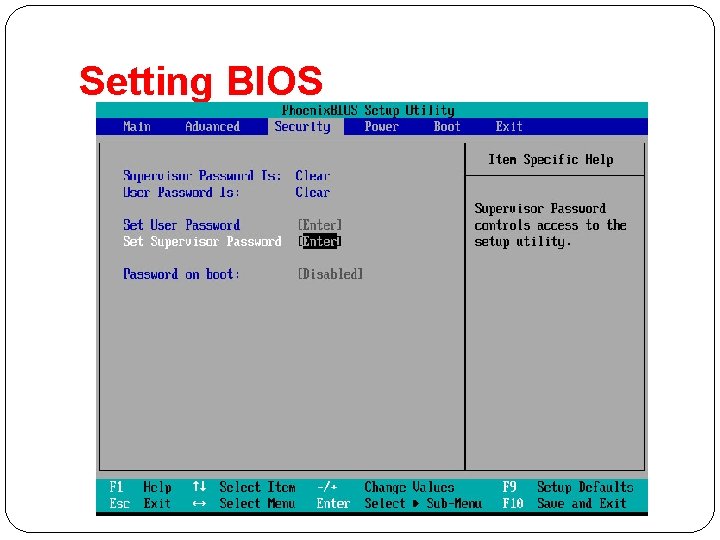 Setting BIOS 