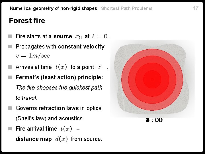 Numerical geometry of non-rigid shapes Shortest Path Problems Forest fire n Fire starts at