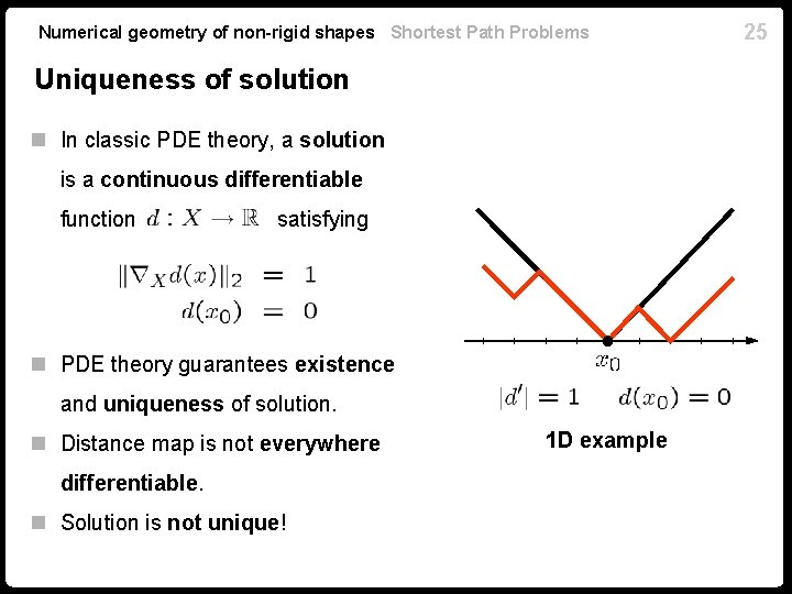 Numerical geometry of non-rigid shapes Shortest Path Problems Uniqueness of solution n In classic