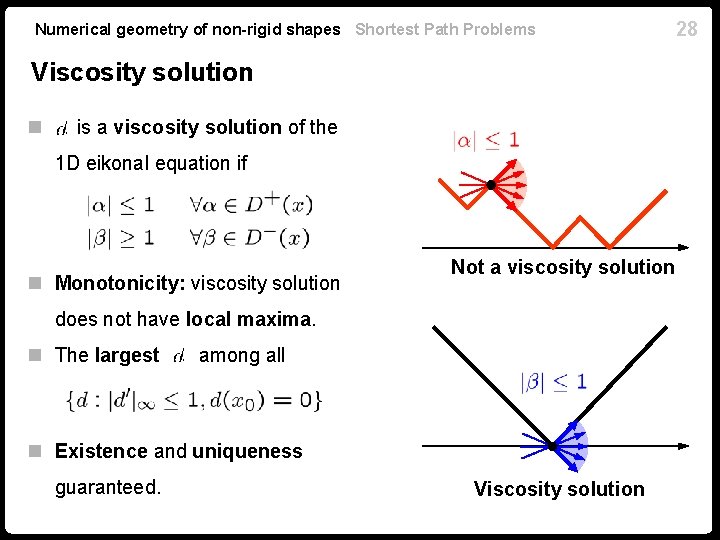 Numerical geometry of non-rigid shapes Shortest Path Problems 28 Viscosity solution n is a
