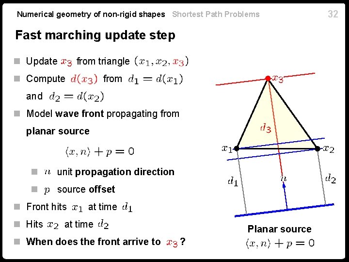 Numerical geometry of non-rigid shapes Shortest Path Problems Fast marching update step n Update