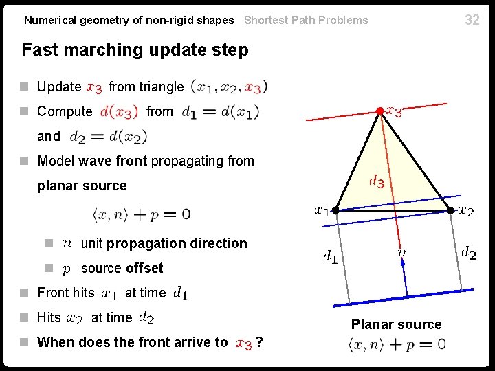 Numerical geometry of non-rigid shapes Shortest Path Problems Fast marching update step n Update Numerical geometry of non-rigid shapes Shortest Path Problems Fast marching update step n Update