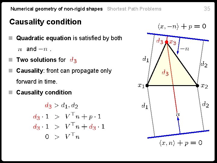 Numerical geometry of non-rigid shapes Shortest Path Problems Causality condition n Quadratic equation is