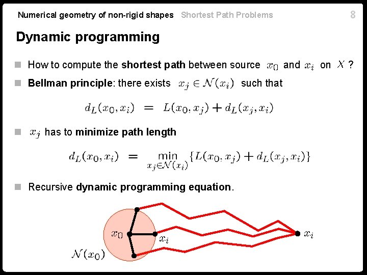 8 Numerical geometry of non-rigid shapes Shortest Path Problems Dynamic programming n How to