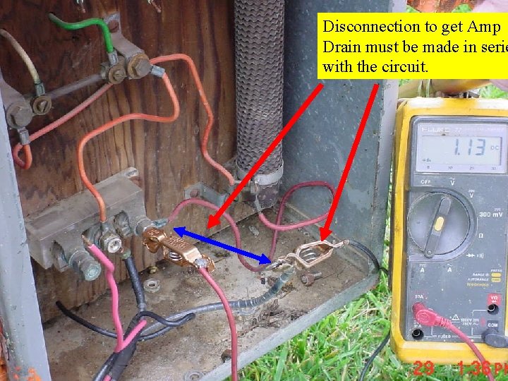 Disconnection to get Amp Drain must be made in serie with the circuit. 
