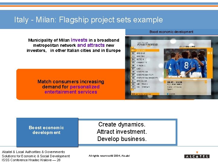 Italy - Milan: Flagship project sets example Boost economic development Municipality of Milan invests